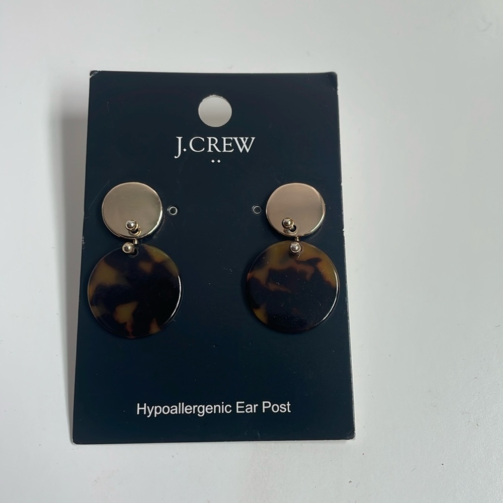 J.Crew Tortoise and Gold Round Drop Earrings AD900